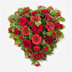 Full Heart of Elegant Red and Green Flowers