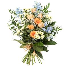 Country Style Tied Sheaf in Peach and Blue